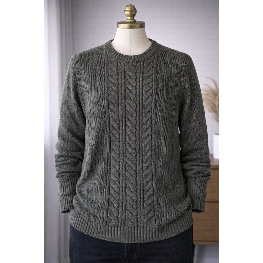 Chaps Womens Cable Knit Sweater Black‎ Boat Neck Cotton Blend Large Cozy Fall